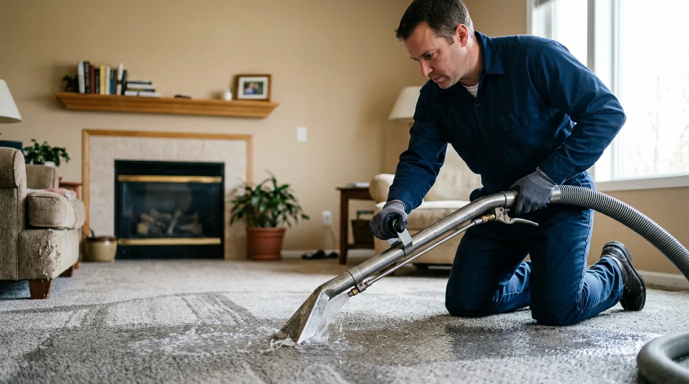 Water damage restoration technician working near Douglas, NE